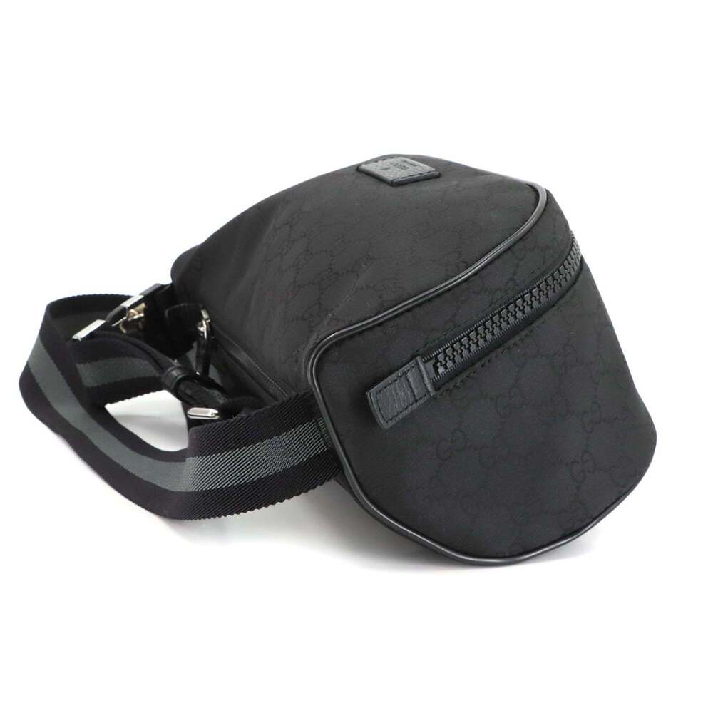 Gucci GG Nylon Crossbody Bag, Black Leather with Silver Hardware, 449182 - Picture 4 of 10